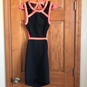 Backless Black and Pink Cocktail Dress
